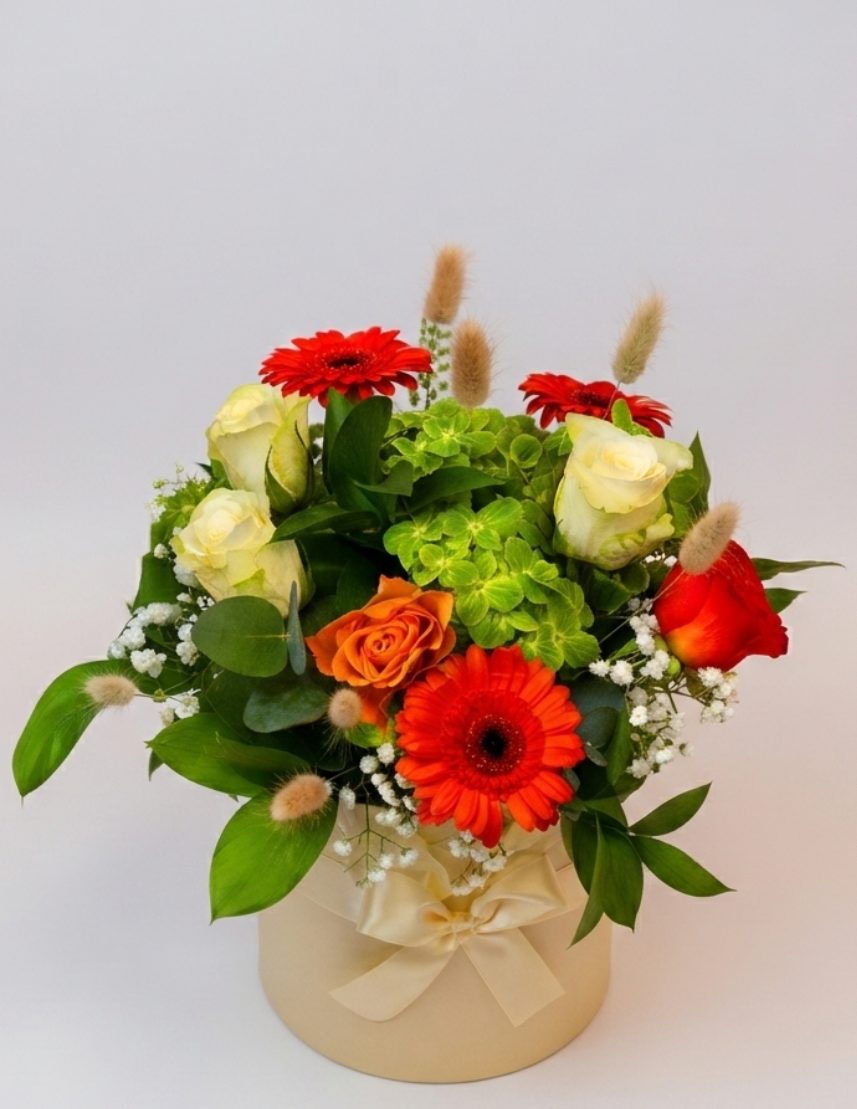 Vibrant garden flower hat box